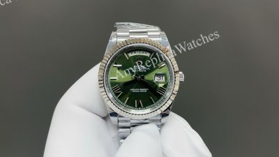 8+ Factory Rolex Daydate 40mm Fluted Bezel 3255 Movement Romans Blue/Green Face Watch